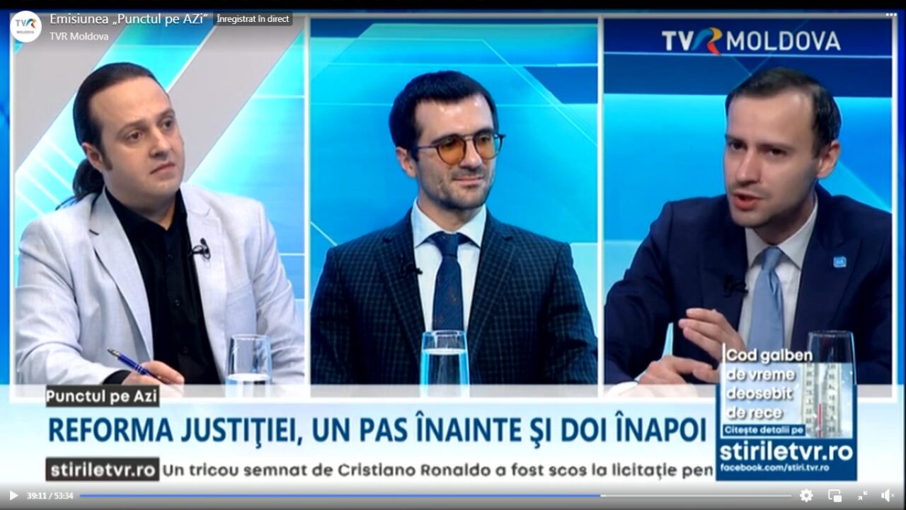 Andrei BRICEAC on TV, discussing the necessary reforms to be carried out by Moldova, a candidate country for EU membership